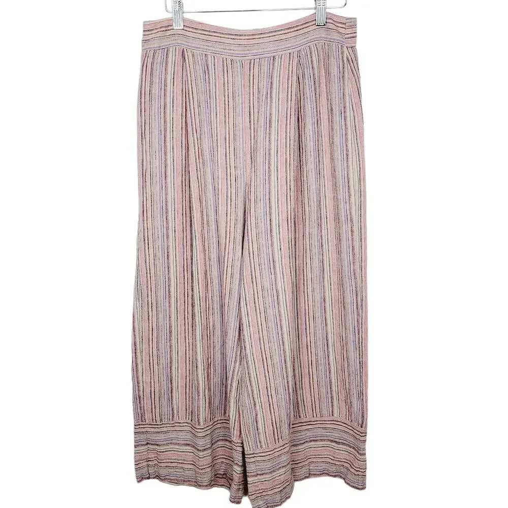 FOREVER 21 Linen Blend Wide Leg Crop Pants - Size L - Picture 3 of 7